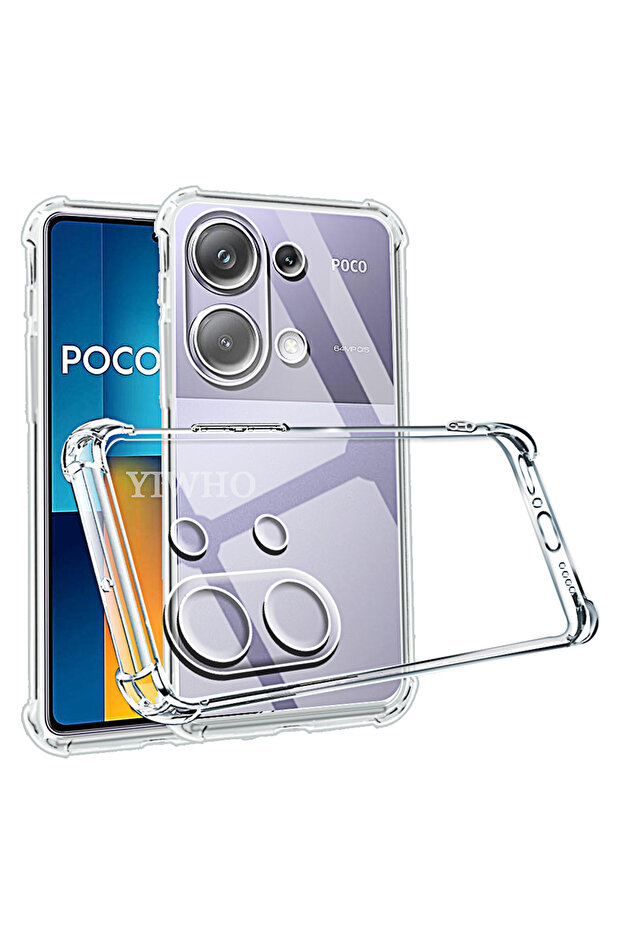 حافظة هاتف مقاومة للصدمات لـ Poco M3 و Poco M6 Pro 4G و M5s و M4 و M3 Pro 5G، شفافة من السيليكون الناعم