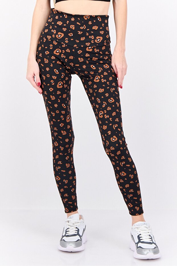 Women Allover Print 7/8 Leggings, Black