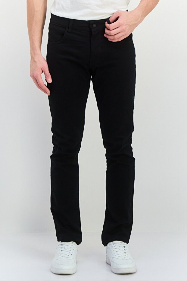 بنطال تشينو مطاطي للرجال، أسود - 1