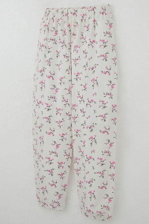 Kız Çocuk Pijama Takımı Çiçek Baharı 4-8 Yaş, Ekru - 7