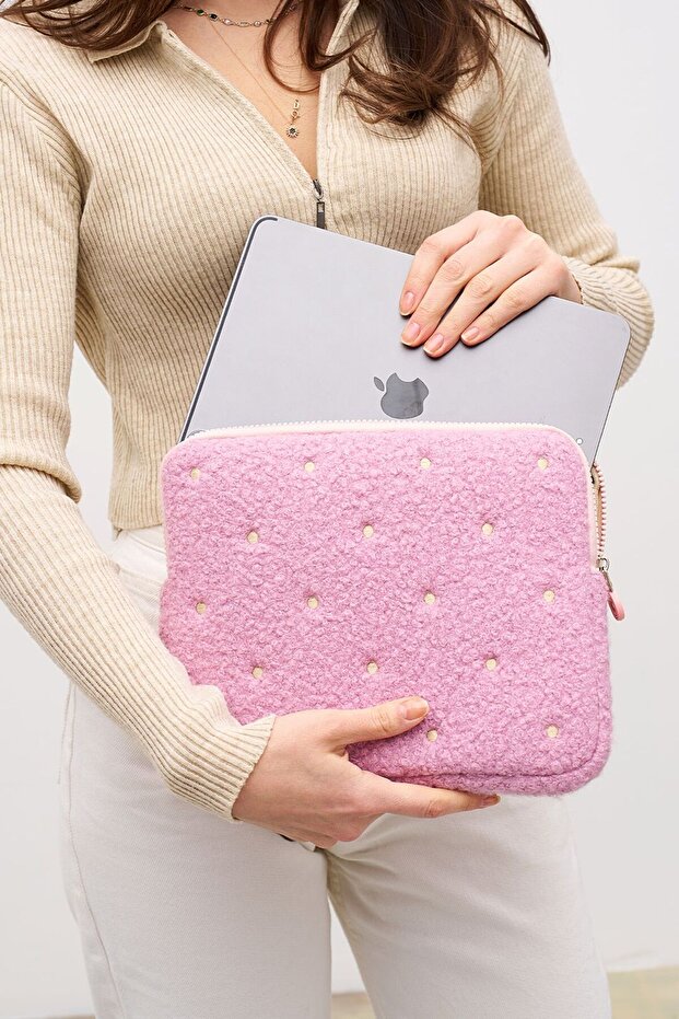 حافظة كمبيوتر لوحي منقطة مقاس 10 بوصة و11 بوصة متوافقة مع اللون الوردي - 4