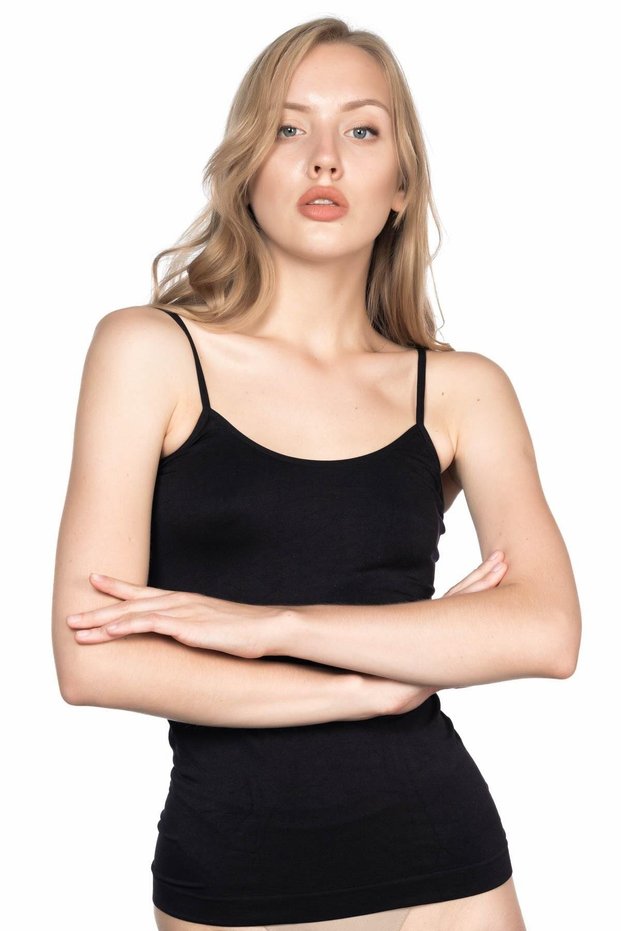 Black Mi 5001 Long Undershirt with Soft Rope Strap
