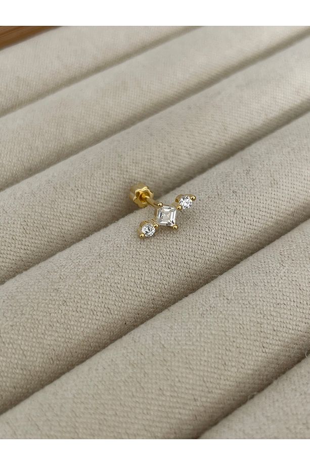 Kare Yuvarlak Taşlı Piercing - 1