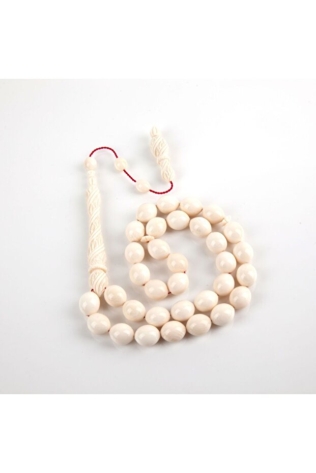 Imame /Hitame Beyzi Cut 10.5X13Mm Rosary with Ivory Pen Workmanship (51Gr)