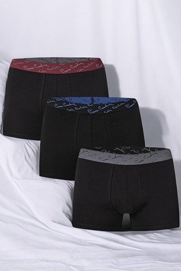 Men's Licensed Basic Regular Fit Flexible Cotton 3-Piece Black Boxer Set