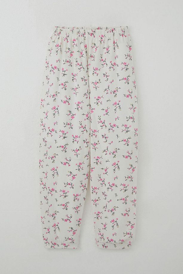 Kız Çocuk Pijama Takımı Çiçek Baharı 4-8 Yaş, Ekru - 3