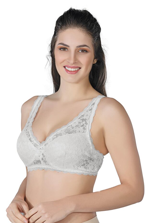 Ekru Mi Emay 188 C Pad Lace Wire Toparlayici Bra