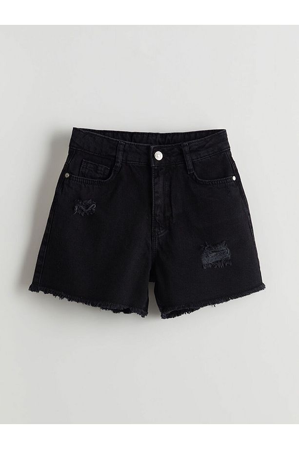 Beli Ayarlanabilir Lastikli Kız Çocuk Jean Şort - 1