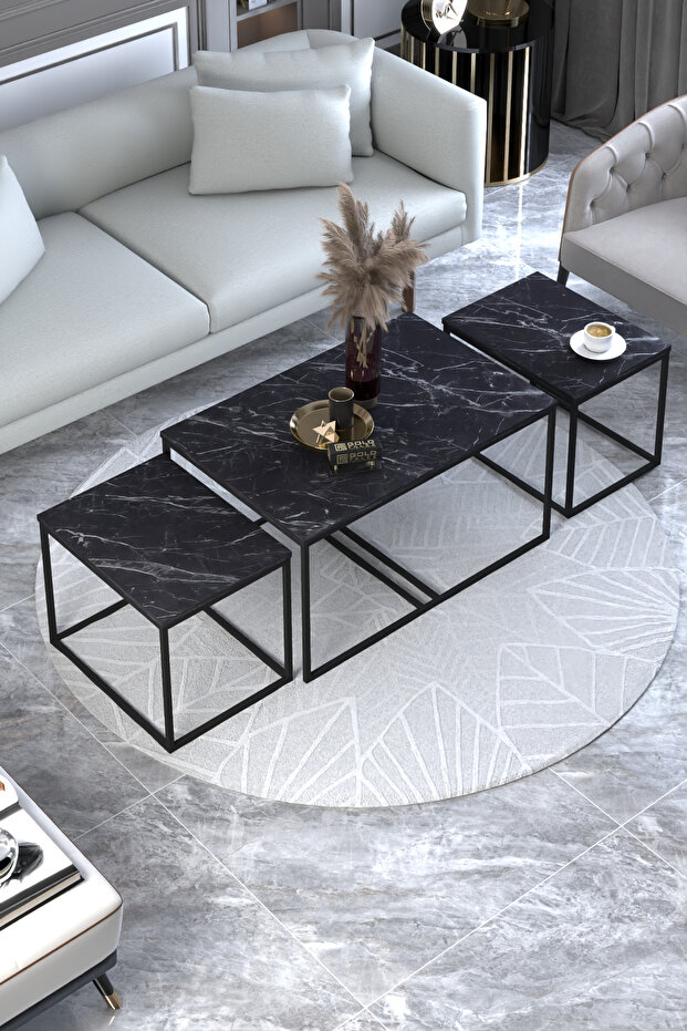 Orta Sehpa Ve Zigon Yan Sehpa Flora Set Bendir - 7