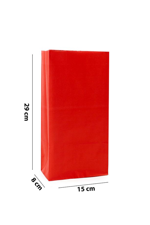15x29x8 Cm Kırmızı Renkli Kese Kağıdı 10 Adet, Hediyelik Poşet, Hediye Kutusu - 3
