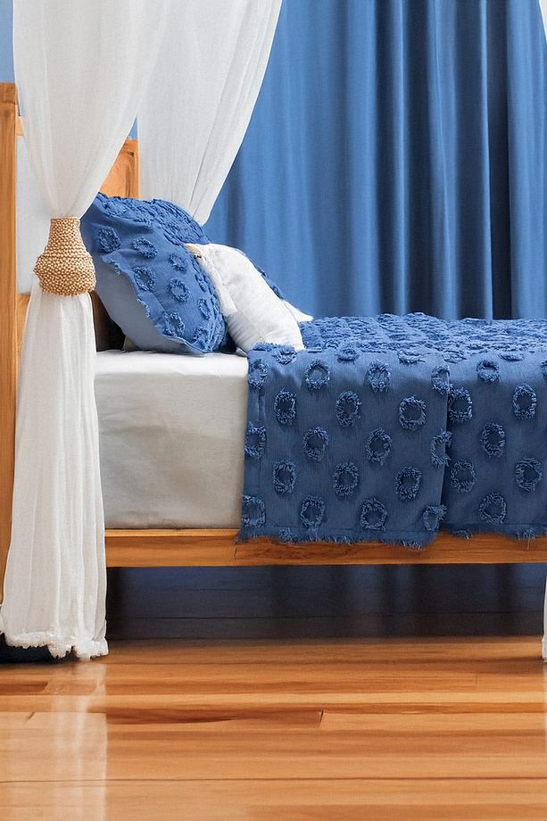 %100 Pamuklu Ponponlu Pike Takımı Tek Kişilik 160x220 cm Yumuşak Nefes Alabilir Yazlık Yatak Örtüsü - 2