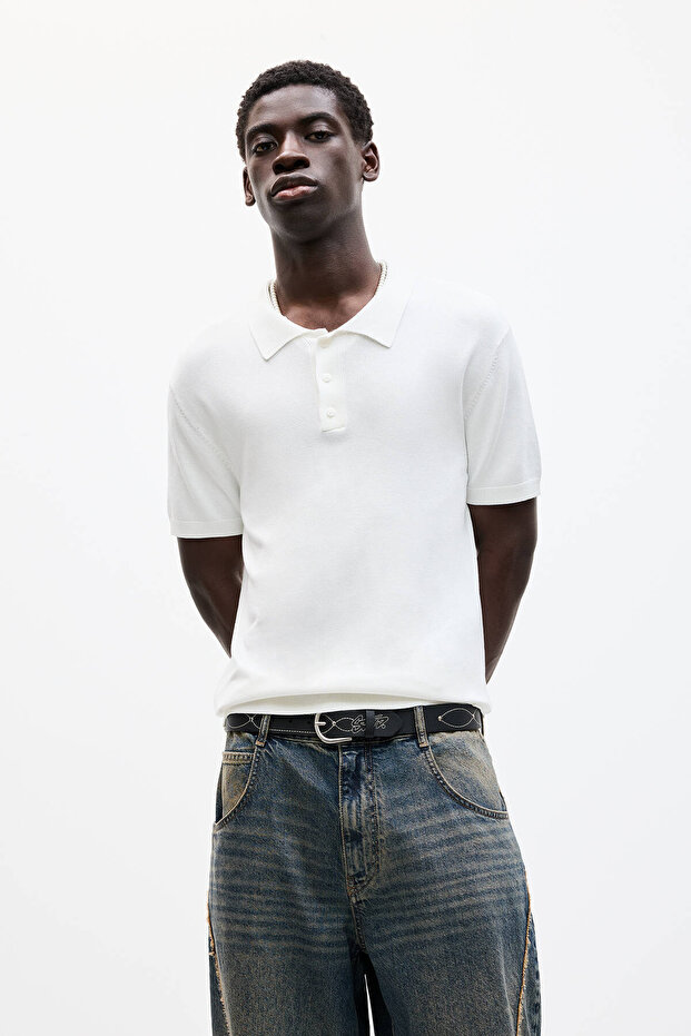 Kısa kollu triko polo t-shirt - 2