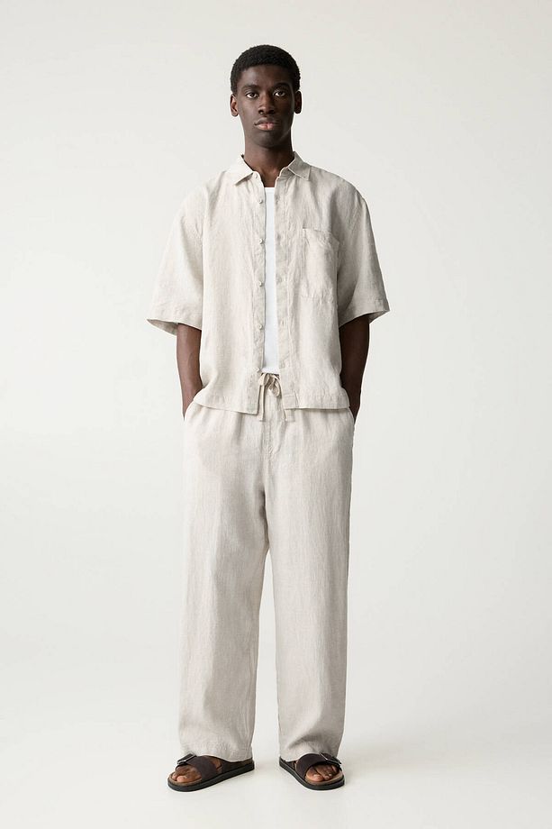%100 keten jogger pantolon - 1