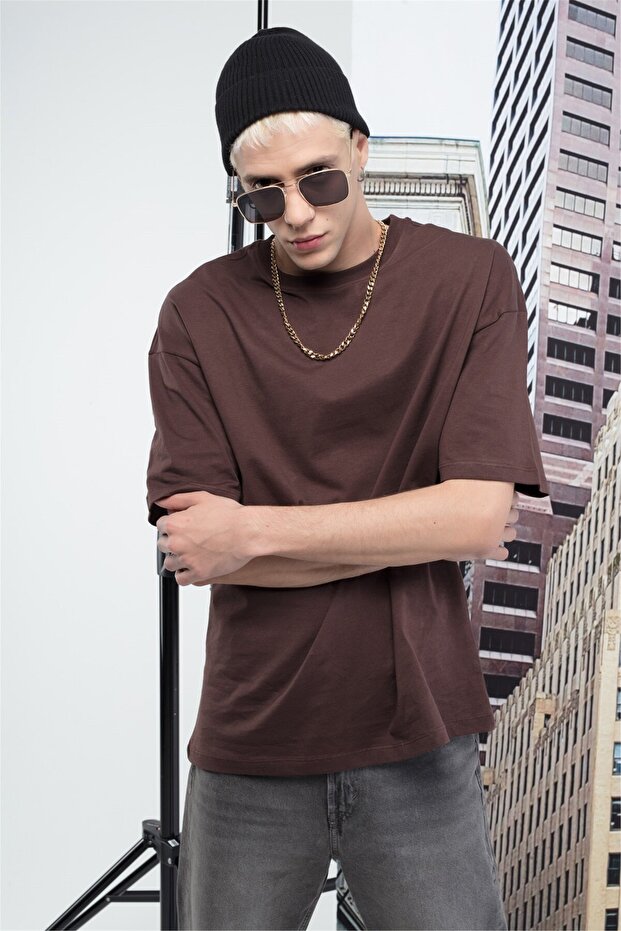 Tricou Basic pentru bărbați Maro - 1