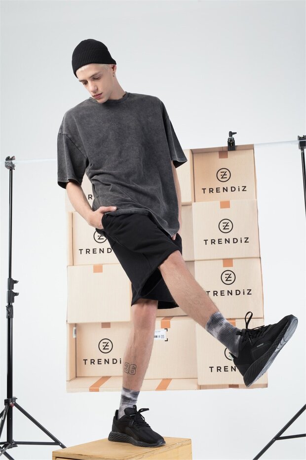 Basic Erkek Yıkamalı Tshirt Antrasit - 5