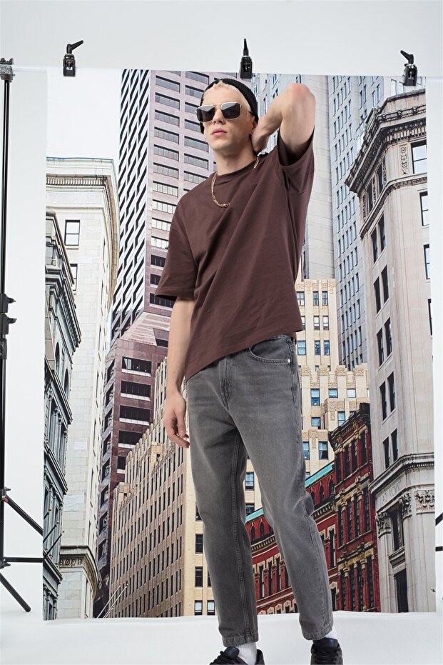 Tricou Basic pentru bărbați Maro - 4