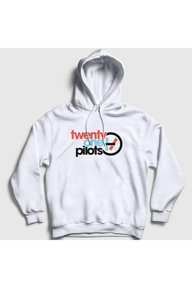 سويت شيرت بقلنسوة باللون الأبيض للجنسين من Twenty One Pilots 120857tt