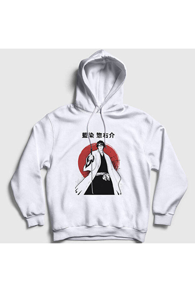 سويت شيرت أبيض بقلنسوة للجنسين من Aizen V2 Anime Bleach 126977tt