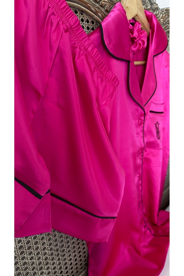 Saten Gömlek Şortlu Pijama Takımı - 7
