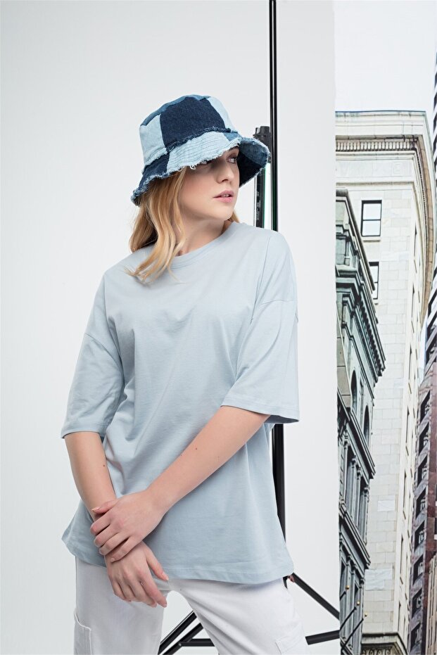 Basic Kadın Tshirt Acık Mavi - 1