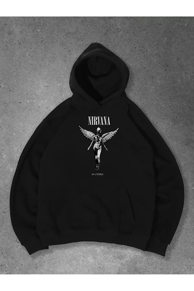 Unisex Nirvana in Utero Sweatshirt Siyah - 1