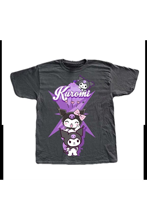 Kuromi Three Purple Photo Printed Smoked Unisex T-Shirt - Mingalondon