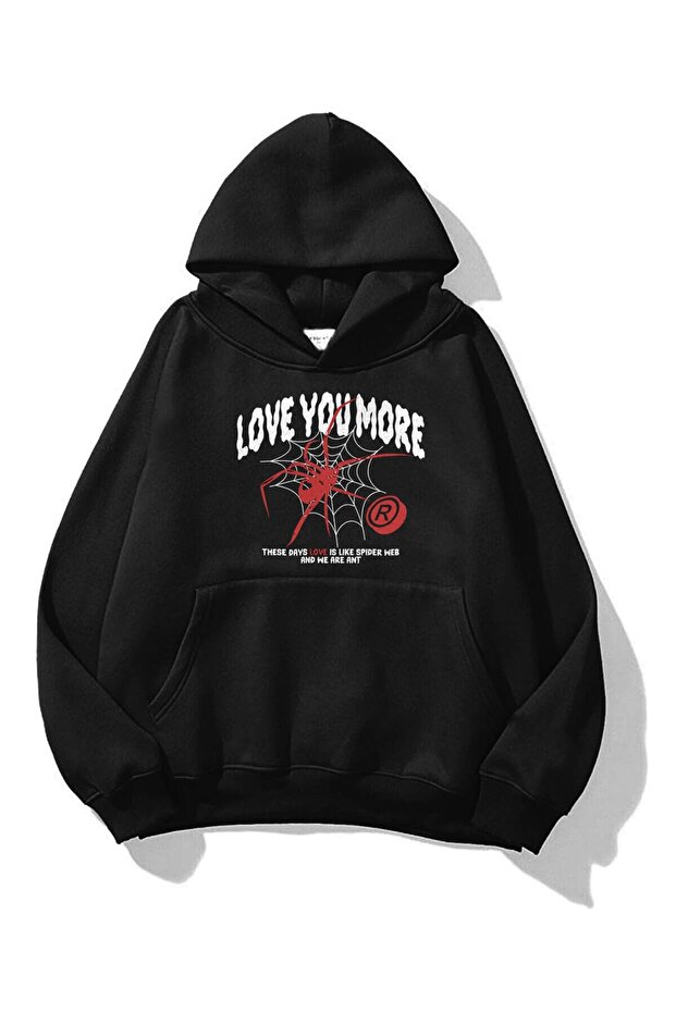 Unisex Love You More Sweatshirt Hoodie Black