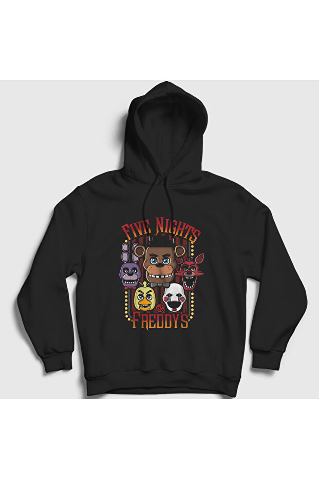 Unisex Black Faces Fnaf Five Nights at Freddy's Hooded Sweatshirt 469340Tt