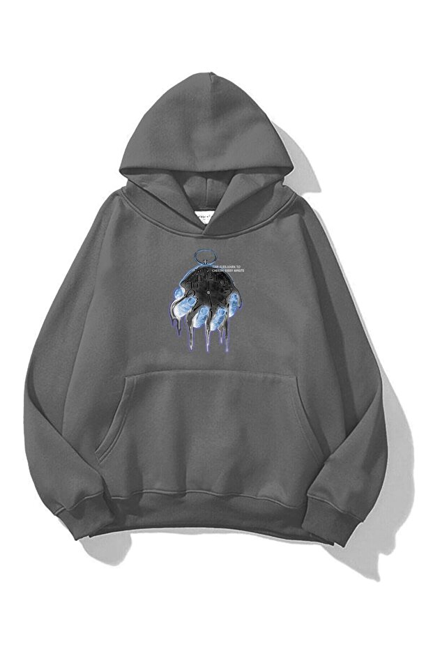 Unisex Time Flies Sweatshirt Hoodie Anthracite