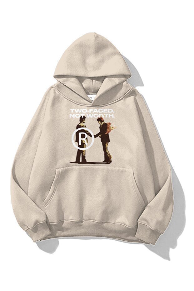 Unisex Two Faced Sweatshirt Hoodie Stone