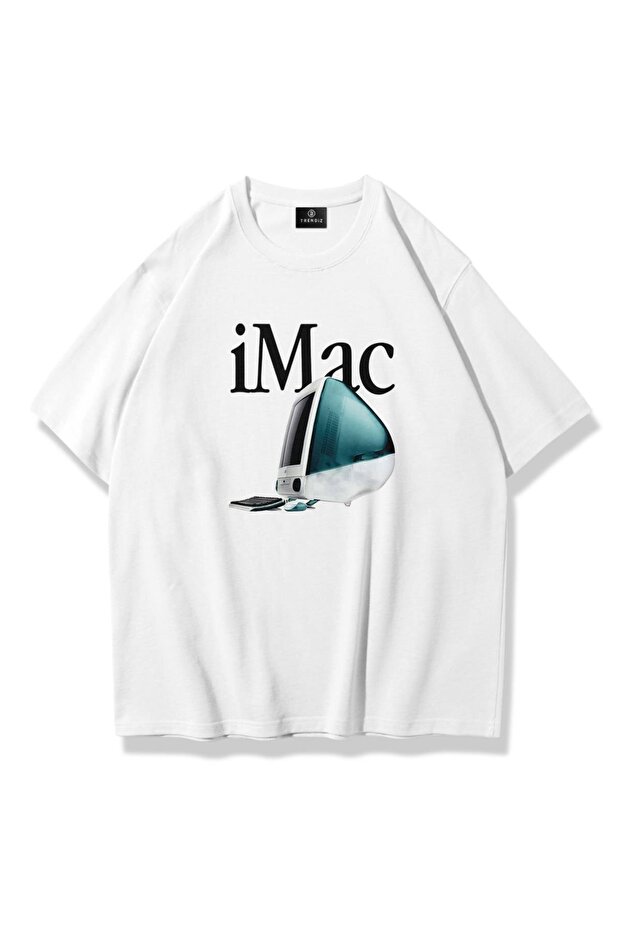 تيشيرت أبيض للجنسين بتصميم iMac