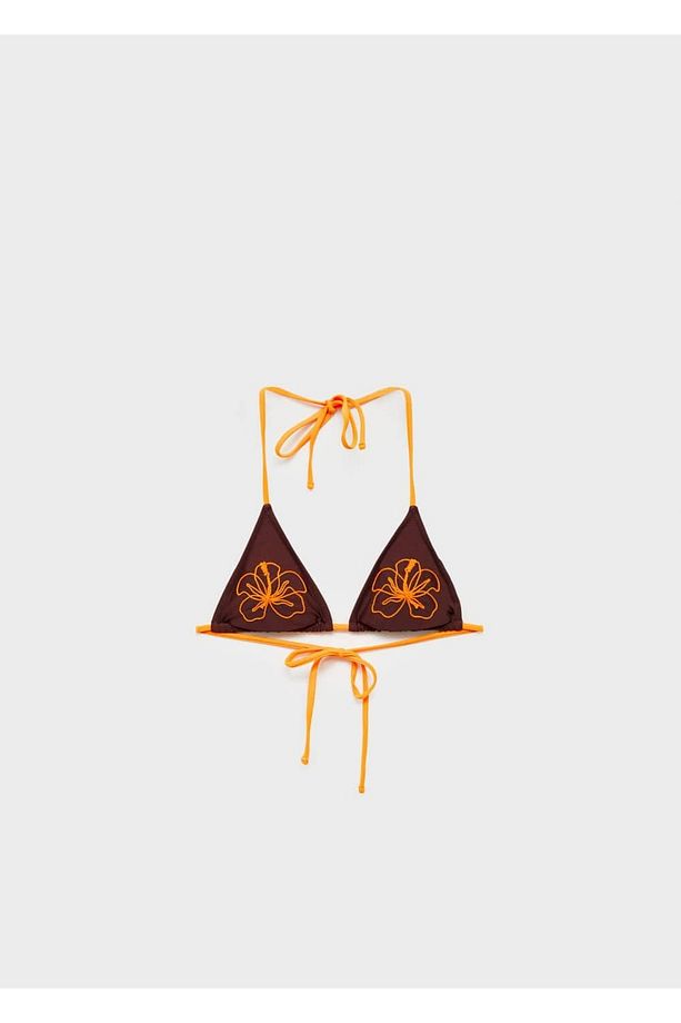 İşlemeli Çiçek Bikini Üstü - 3