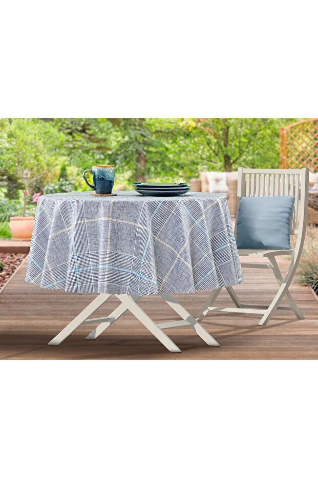 Boise PVC Tablecloth - Navy Blue - 140 Cm