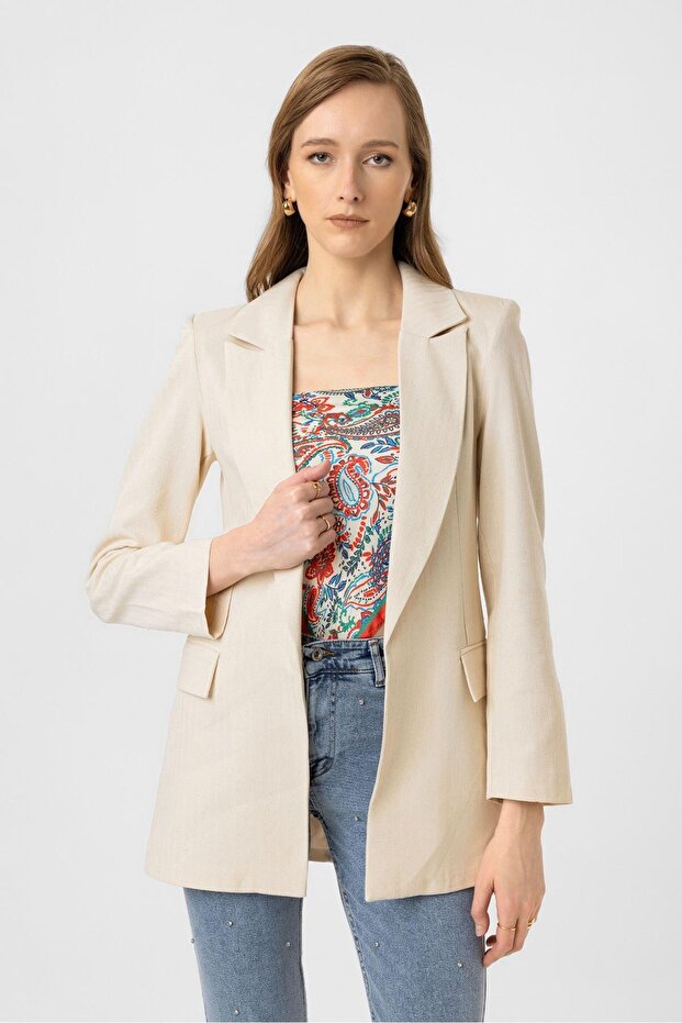 Bella Keten Ceket Bej - 1