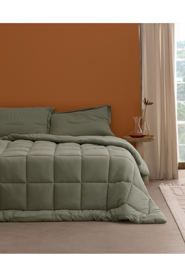 Bobigny Tek Kişilik Pamuklu Supersoft Comforter Set - Mint Yeşili - 1