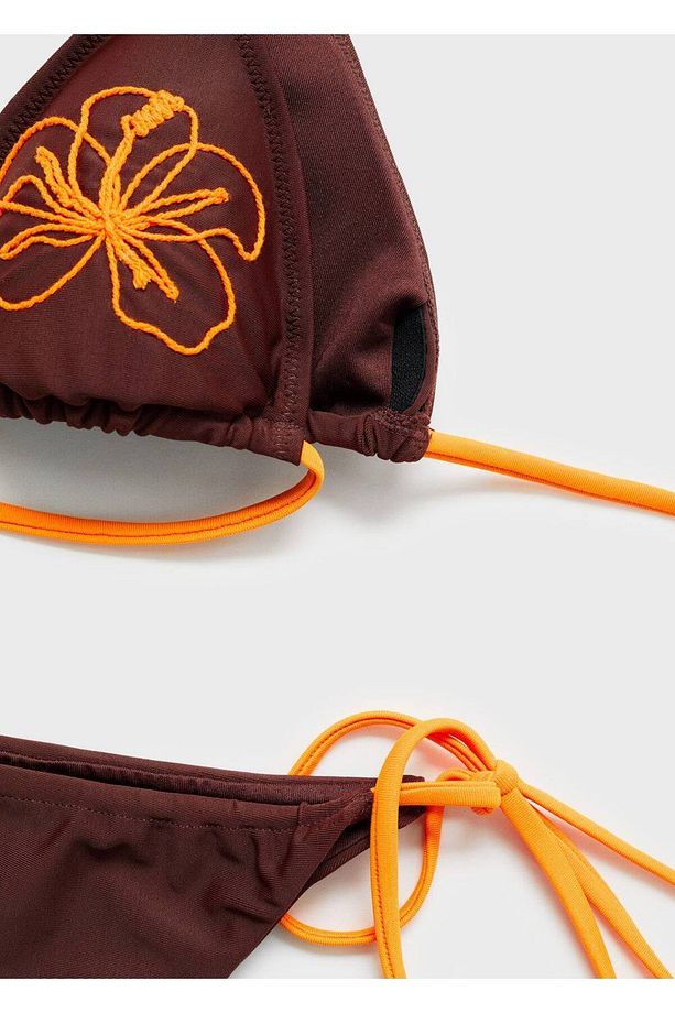İşlemeli Çiçek Bikini Üstü - 5