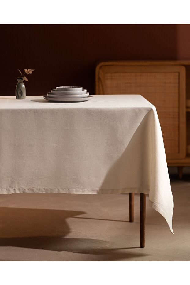 Brume Leke Tutmaz Masa Örtüsü - Ekru - 160x300 cm - 1