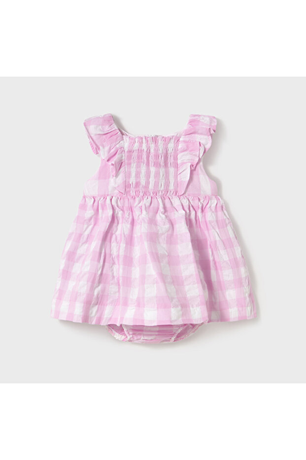 Baby Girl Plaid Pattern Cotton Dress L25Y1912
