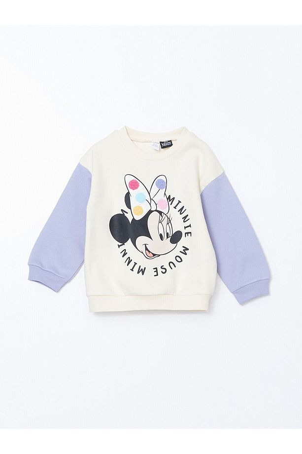 LCW Kalın Kız Çocuk Ekru Minnie Mouse Baskılı  Eşofman Takım - 2