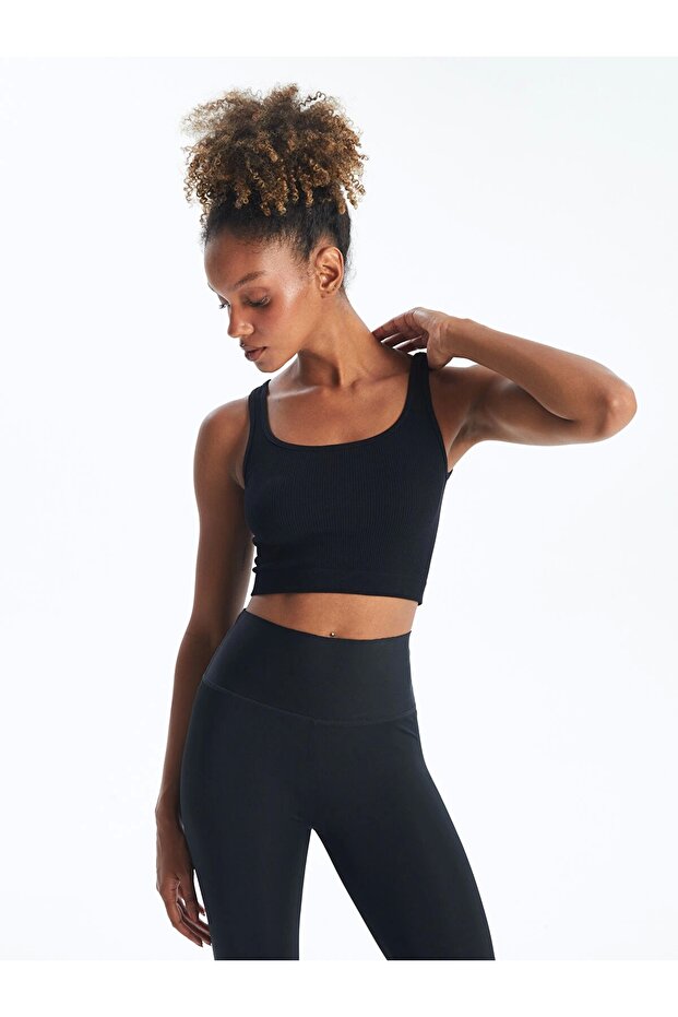 Xside Active Black U Neck Crop Women's Athlete Tank Top
