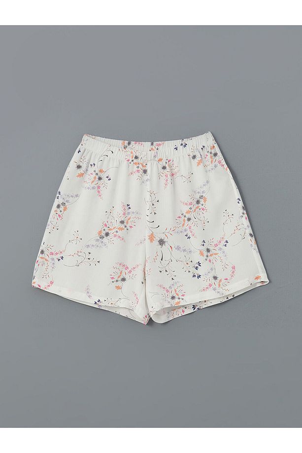 V Yaka Çiçekli Kadın Şortlu Pijama Takımı - 8