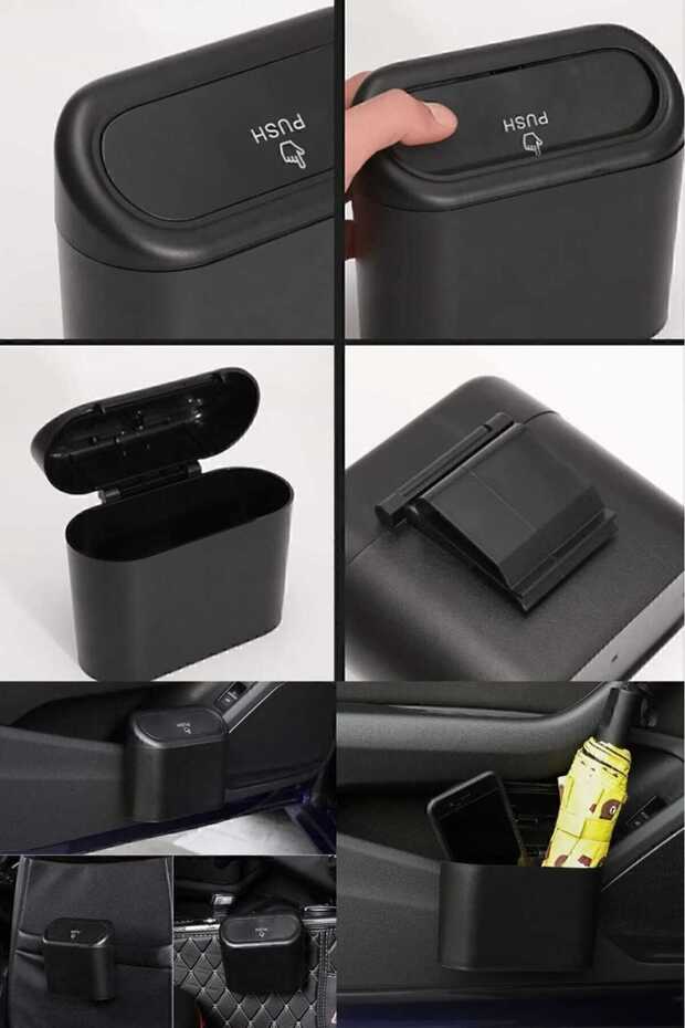 Auto Trash Can Portable Car Interior Portable with Lid Organizer Trash Can Portable Bucket with Push Lid - 6