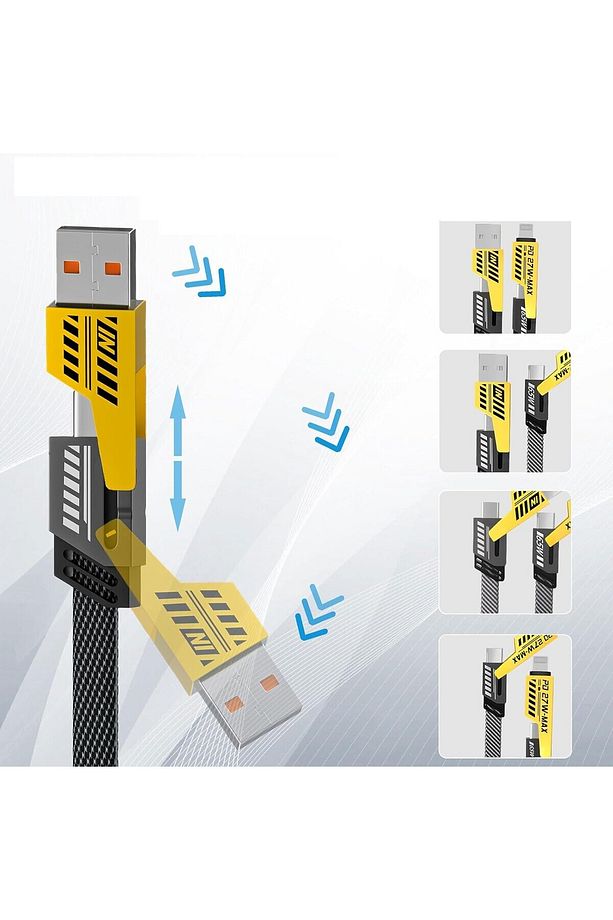4in1 ultra kaliteli 65w/27w (İphone 8-10-12-13-14-15-16/Android/tablet/Notebook)Uyumlu Şarj Kablosu - 5