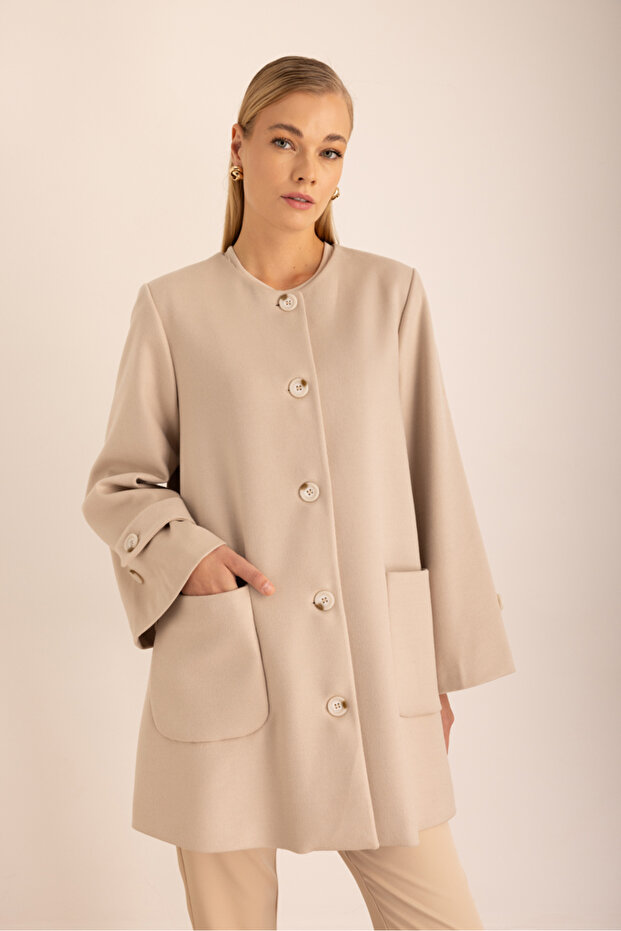 Atkı Detaylı Rahat Form Kap - 3