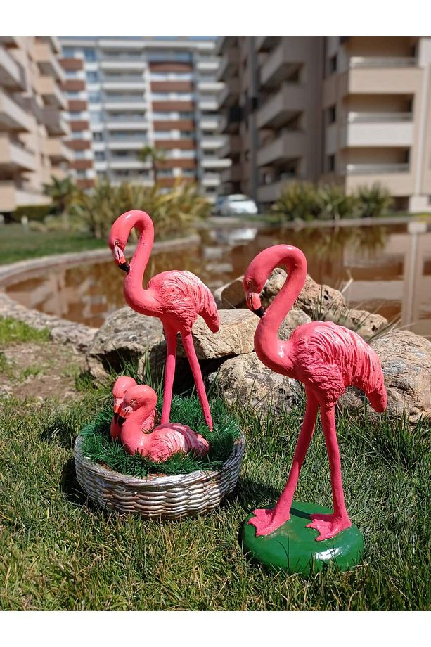 Flamingo Ailesi Heykel seti, Flamingo Heykelleri, Flamingo Heykeli, Alçı Heykel - 2