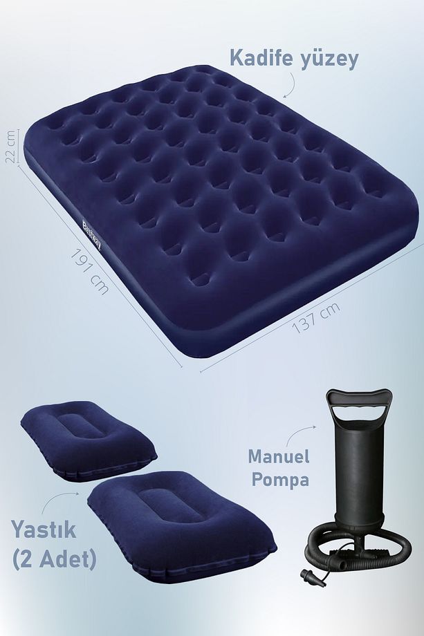 Kamp Seti 4 Kişilik Kamp Çadırı Çift Kişilik Yatak Yastık Pompa - 3