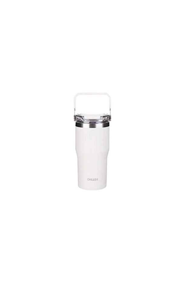VAGONLIFE DILLER STEEL مع / بدون ماصة استخدام قارورة / ترمس مع مقبض D9168 620 مل أبيض