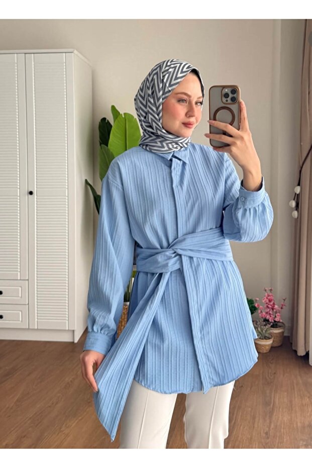 KUŞAKLI TESETTÜR GÖMLEK - 1