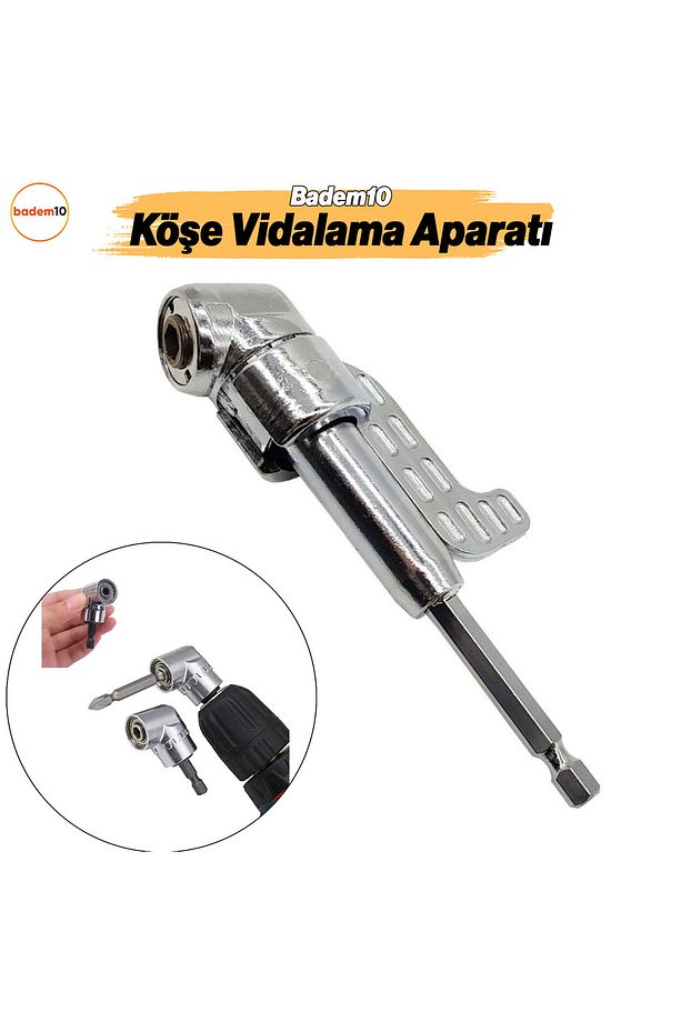 Köşe Vidalama Aparatı Matkap Adaptörü Delme Kör Nokta Zor Alan Matkabı Bits Uç Tutucu - 8