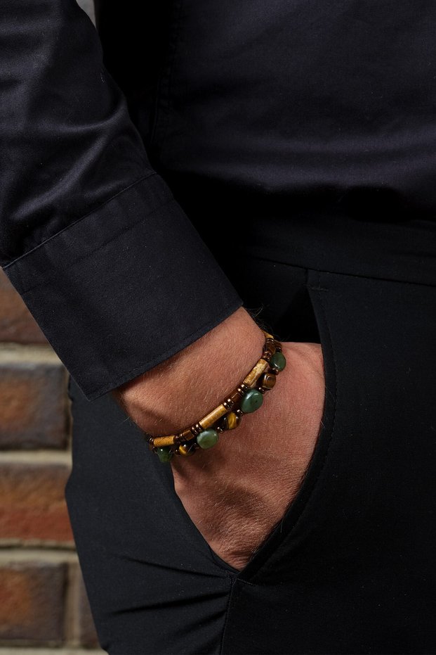 Men's and Women's Combination Bracelet - Jasper - Tiger Eye - Jade - Hematite - Natural Energy Support